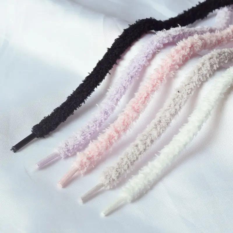 New Cute Hairy Soft Pink White Black Shoelace 140/160cm Women Men High-top Canvas Flat Shoes Laces Accessories
