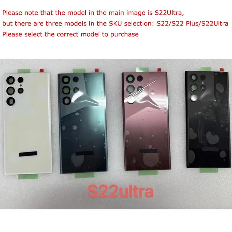 Replacement For Samsung Galaxy S22 Ultra S908 S22 S22 Plus Glass Battery Cover Rear Door Housing Panel Case Camera Lens Parts