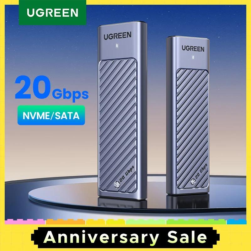 UGREEN M2 SSD Case M.2 NVMe SATA SSD Enclosure Adapter 20Gbps USB 3.2 Gen2 USB C External Enclosure Supports M and B&M Keys