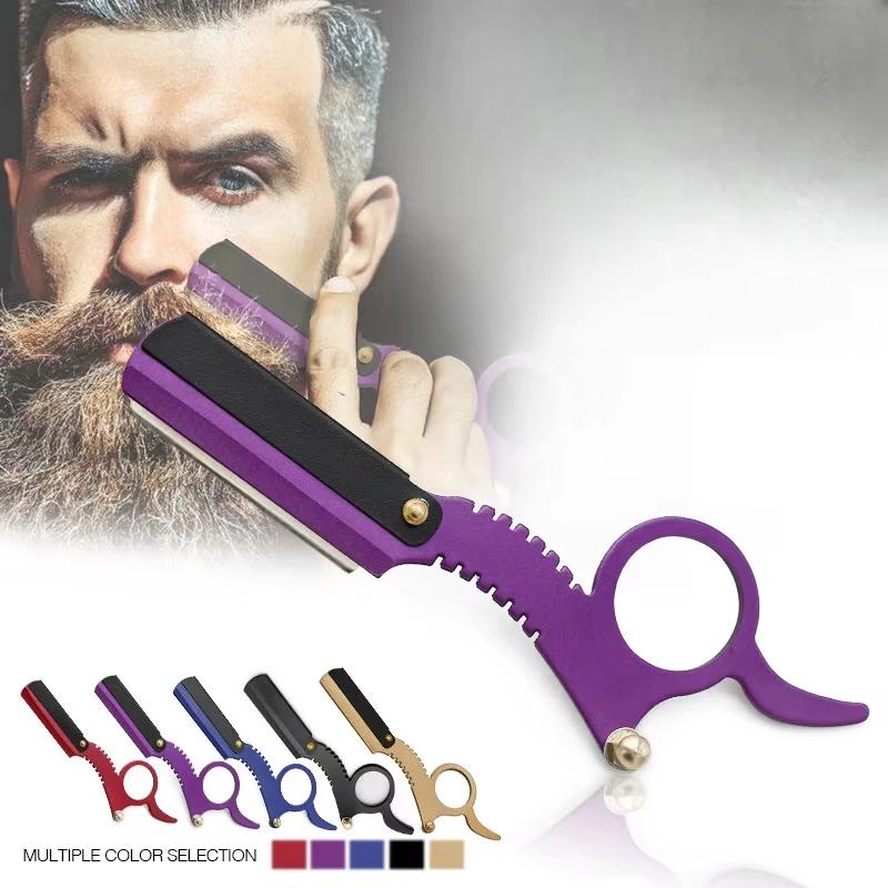Manual Barber Razor Haircut Shaving Tool - Beard Eyebrow Trimming Blades Straight Edge for Hairdresser Professional Depilation