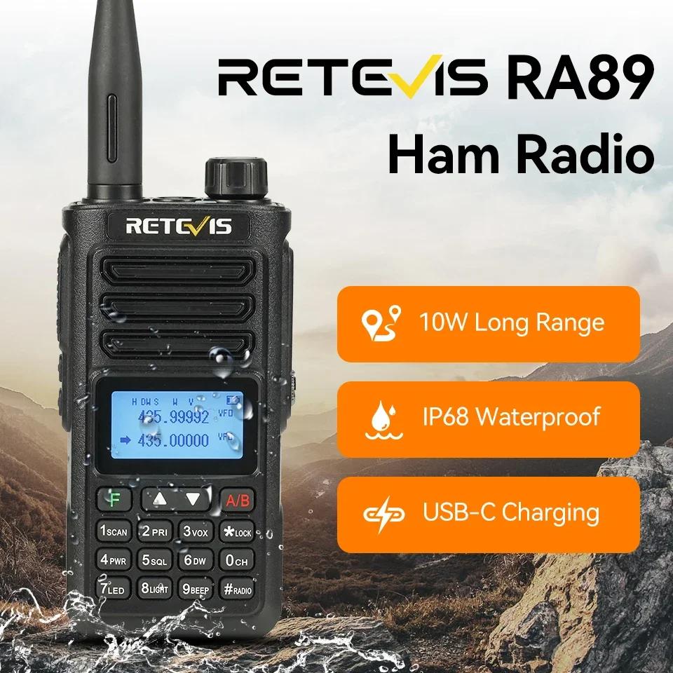 Retevis RA89 Ham radio 10W Walkie Talkie Long Range IP68 Type-C Transceiver FM VHF UHF Communication Radio for Emergency