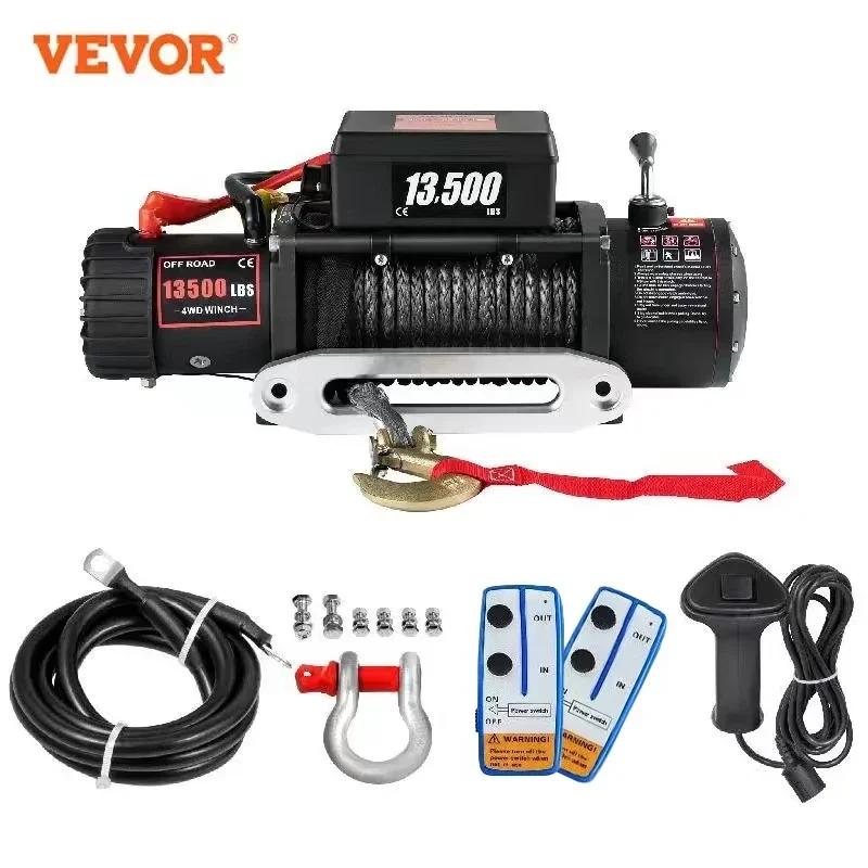 VEVOR 13500LBS Electric Truck Winch12v Electric Winch ATV Synthetic Rope with Remote Control for 4X4 Car Trailer ATV Truck