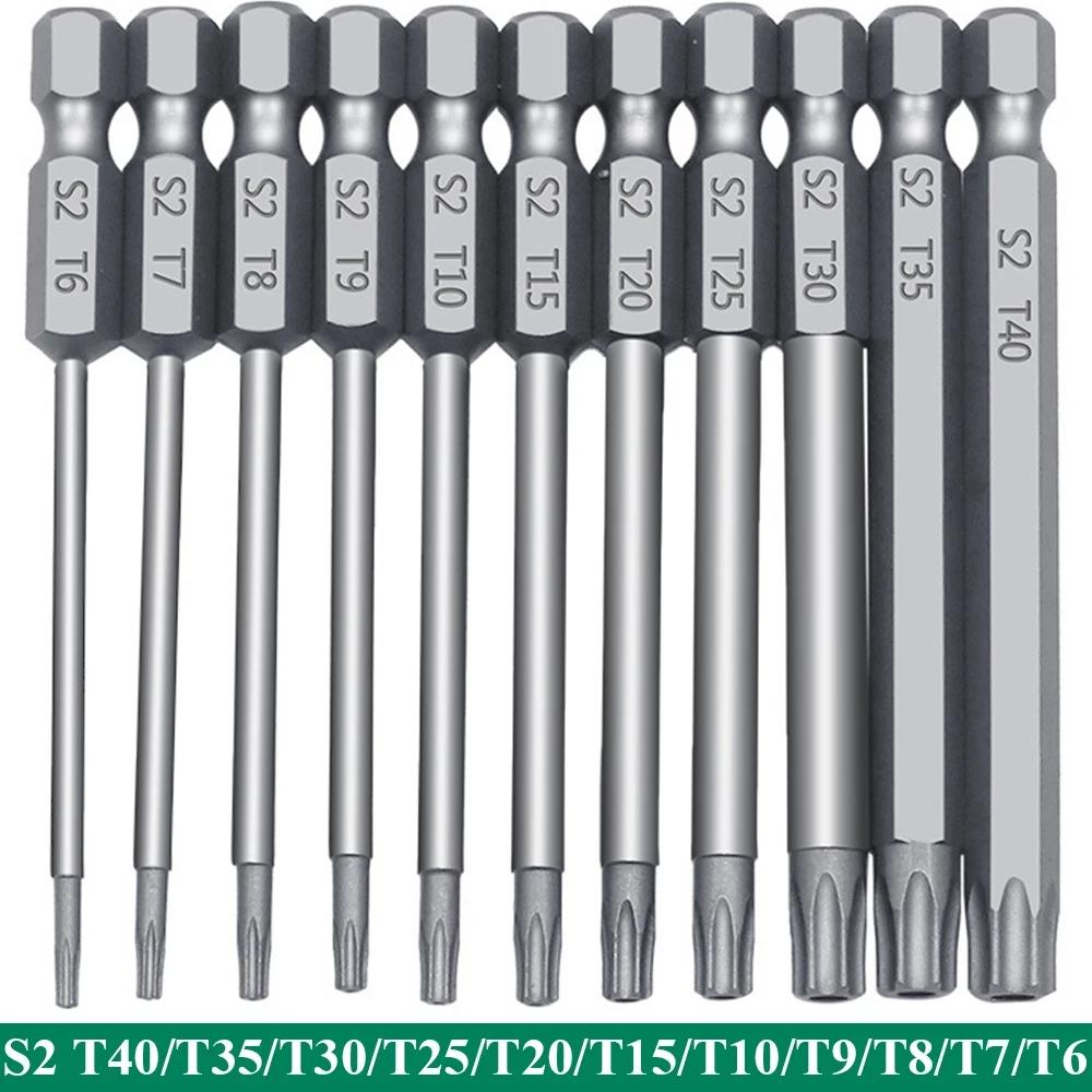 11 PCS  Torx Security Bit Set S2 Steel Magnetic Security Screwdriver Set 50/100mm Star Screwdriver Set for Shark Vacuum T6-T40