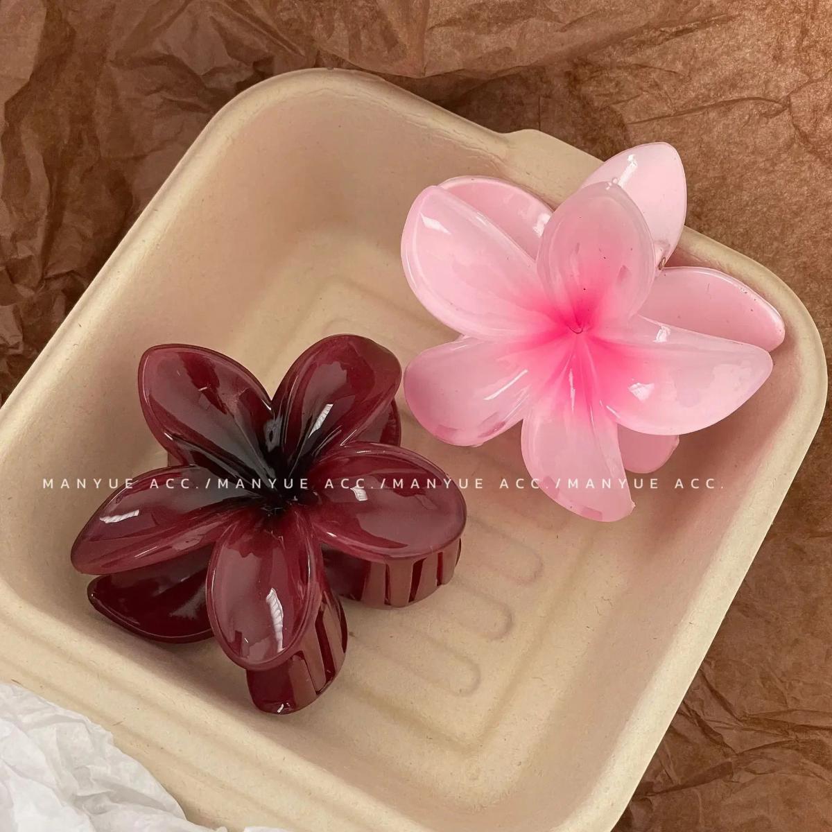 Hawaiian Gradient Hair Clips Flower Hair Claws Big Size Fashion Head wear Hairpin for Women Girls Crab Barrette Hair Accessories