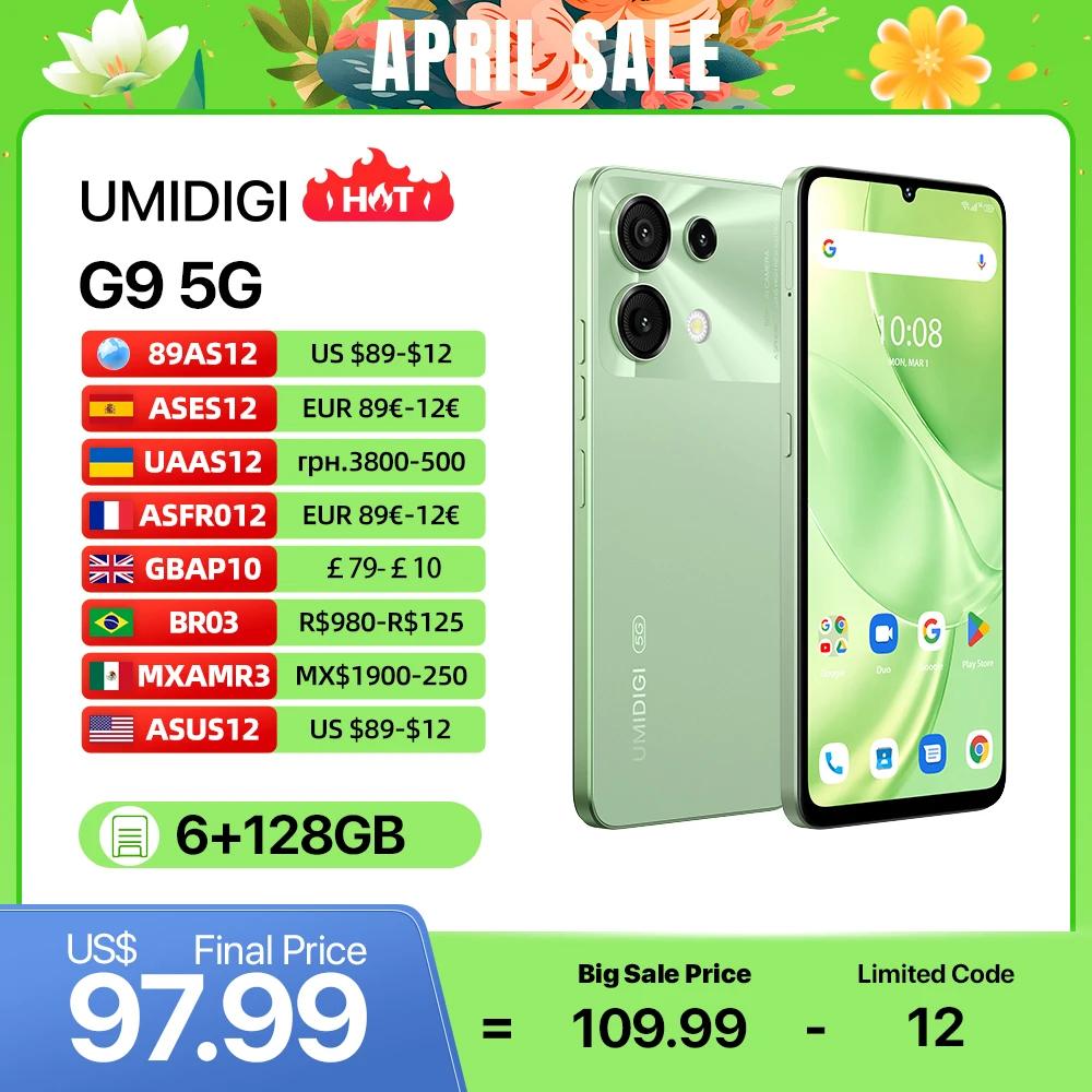 UMIDIGI G9 5G Smartphone 5G Android 14 8-Core 6+6GB 128GB 6.75” 90Hz HD+ 50MP 5000mAh 18W Charging 5G cellphone