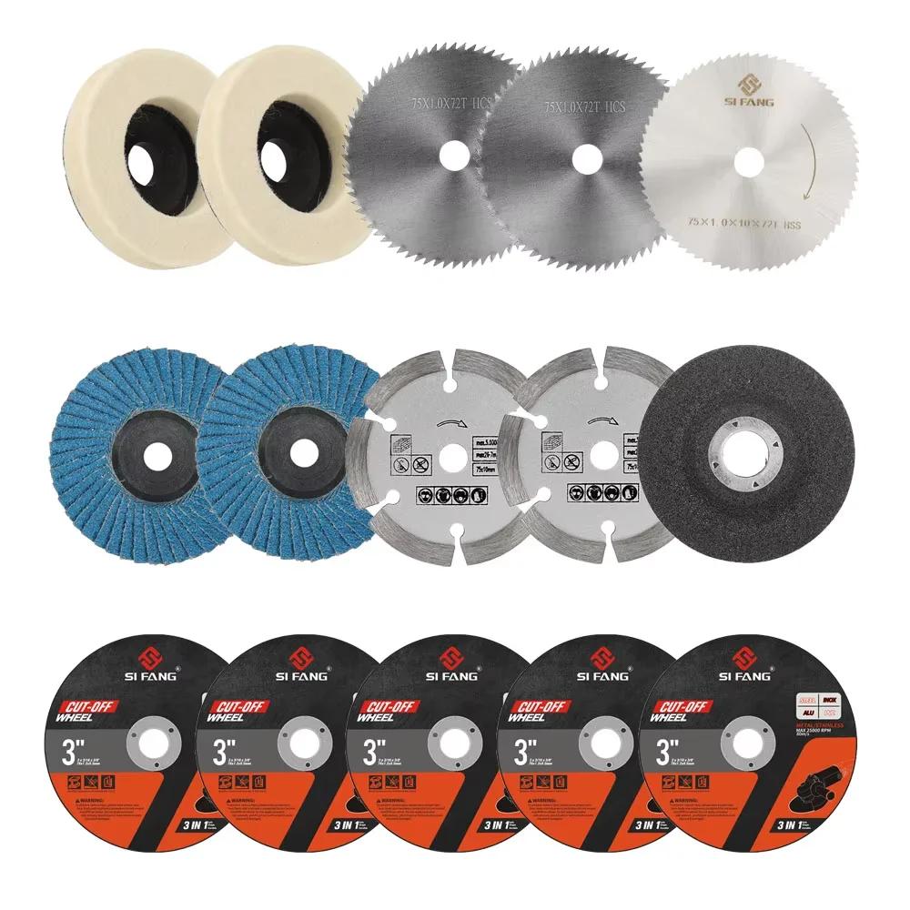 3 Inch Resin Circular Saw Blade Grinding Wheel 75mm Cutting Discs for Angle Grinder Wood Metal Sanding Cutting Tools Attachment