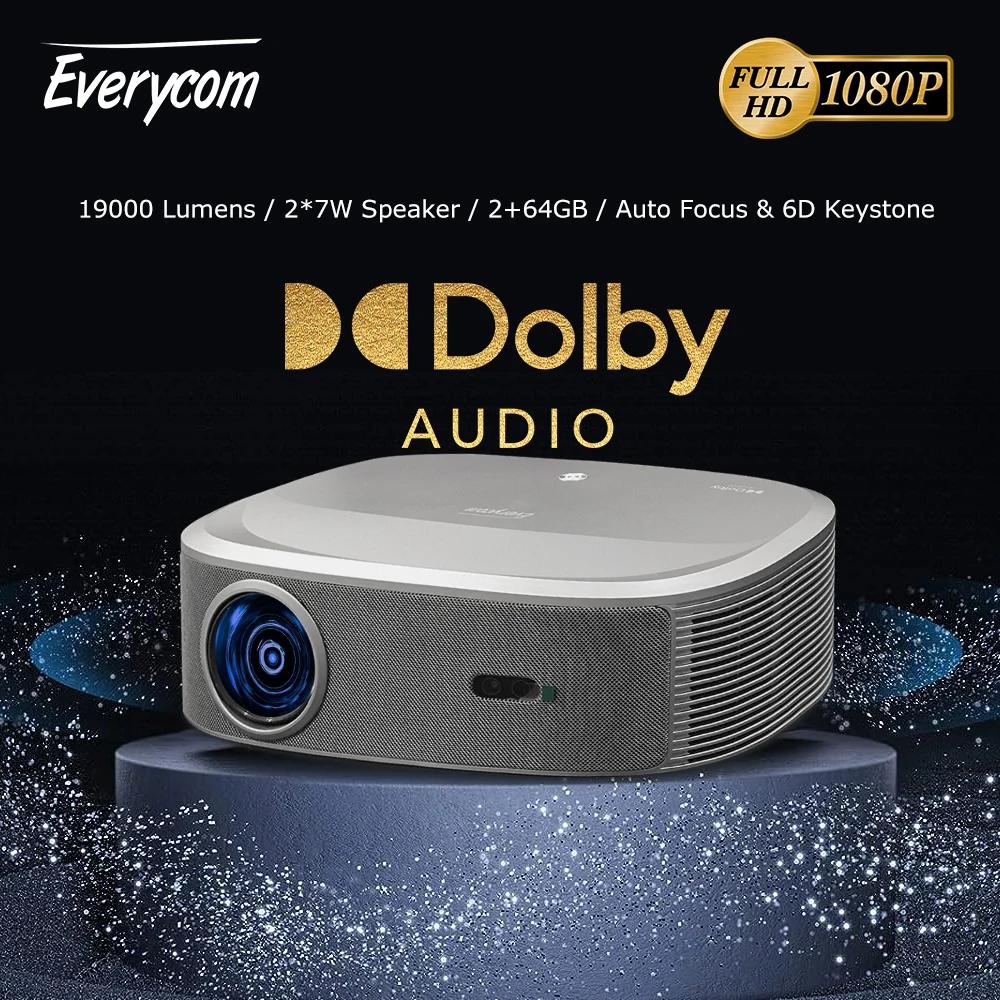 Everycom HQ10W 1080P Projector  Full HD 4K 26000 Lumen Projectors Video Smart TV for Home 2+64GB Movie Theater Beamer With Dolby