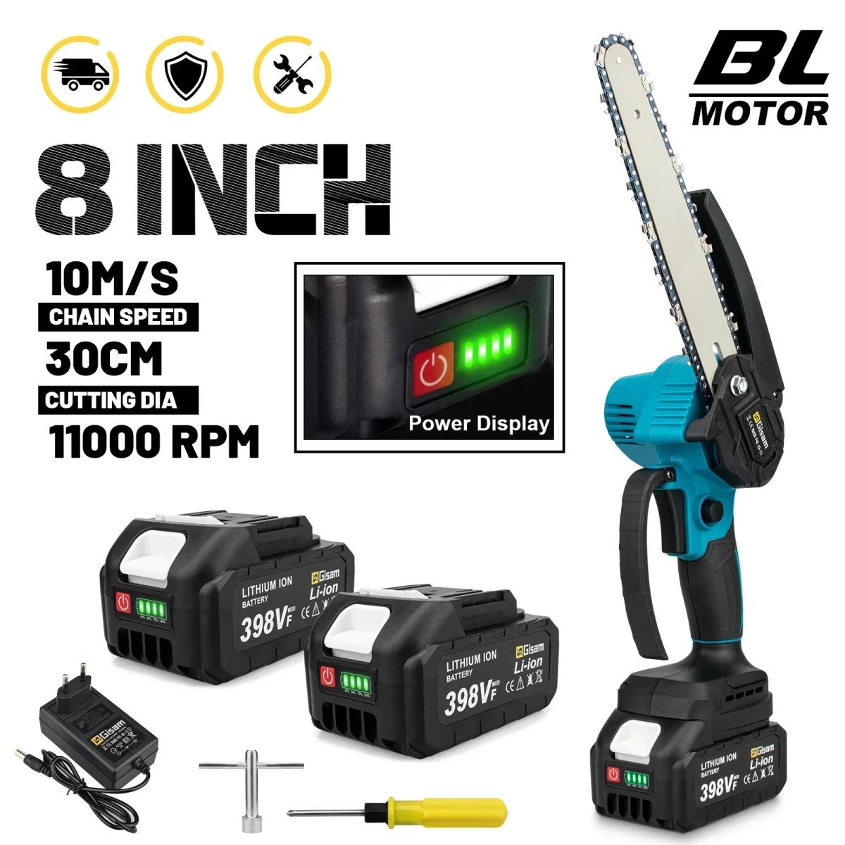8 Inch Brushless Electric Saw Handheld Portable Wood Logging Chainsaw Garden Pruning Wood Power Tool  for Makita 18V Battery Pin