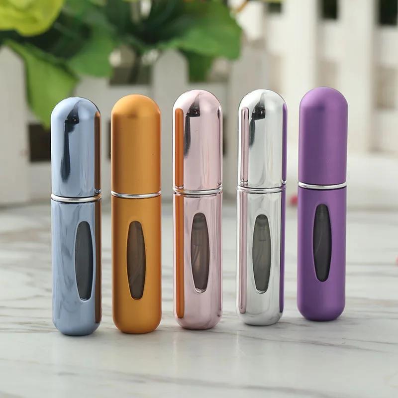 1Pcs 5ml Refillable Metal Perfume Bottle with Spray Fragrance Pump Portable Travel Cosmetic Container Mini Spray Atomizer Bottle