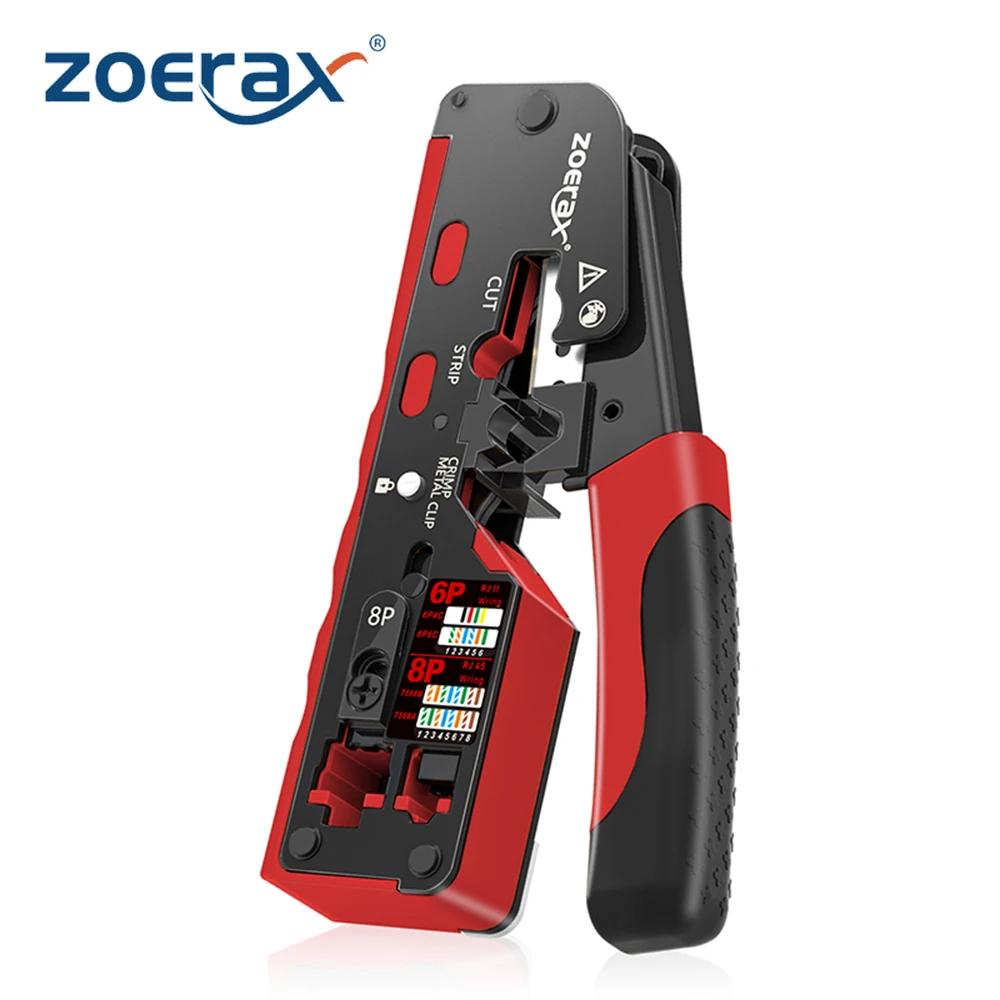 ZoeRax RJ45 Crimping Tool for Cat7 Cat6a Cat6 Cat5e Ethernet Connectors Wire Cutter Ethernet Crimper With Replacement Blade