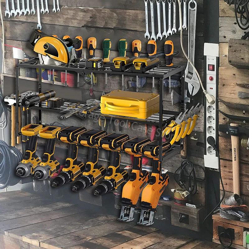 Hand Power Tool Organizer Rack Tool Shelf Cabinet Wall Mount Electric Drill Holder Heavy Duty Storage Rack for Garage Workshop