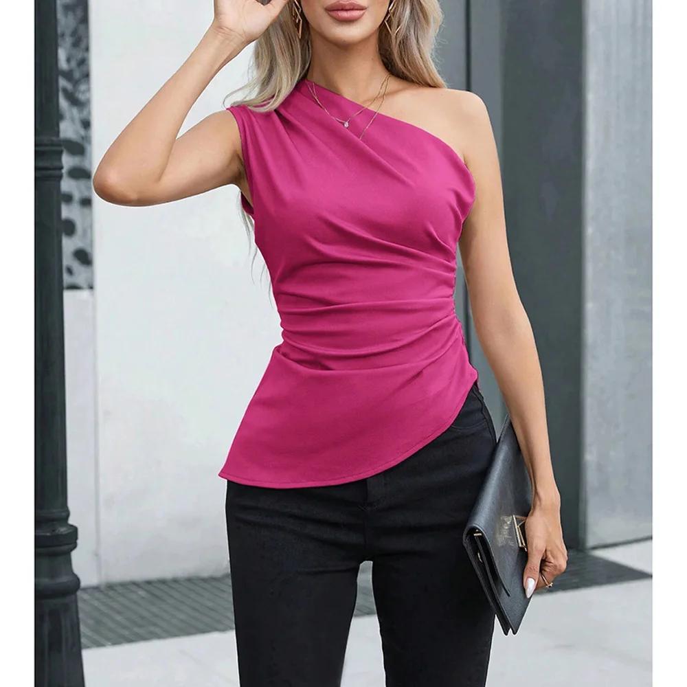 Mia Muse Women's tanks & camis One-Shoulder Vest Sleeveless Skinny Fit Solid Sexy Party Wear All-Season Versatile Tops