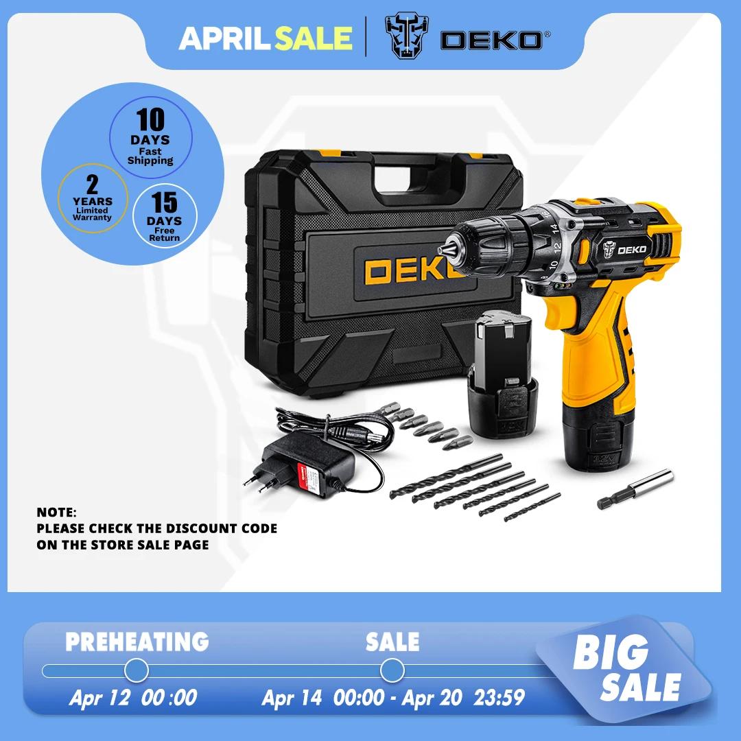 DEKO Cordless Drill 12V 16V 20V Mini Wireless Power tools DC Lithium-Ion Battery Electric Screwdriver Home DIY Drilling Machine
