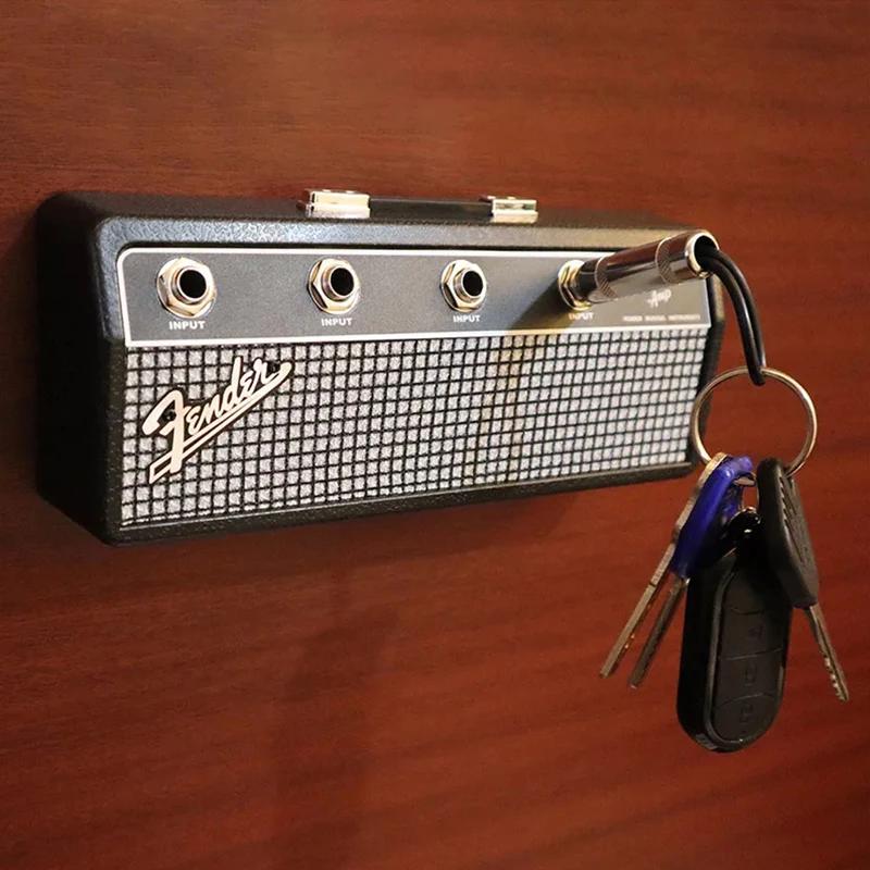 Music Key Storage Frame Fender Guitar Wall Mount Key Ring Holder Vintage Vintage Amp Key Ring Holder Home Decoration Gift 2.0