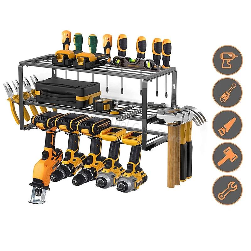 Power Tool Organizer Rack Wall Mount Tool Shelf Cabinet Electric Drill Holder Heavy Metal Storage Tool Set for Workshop Garage