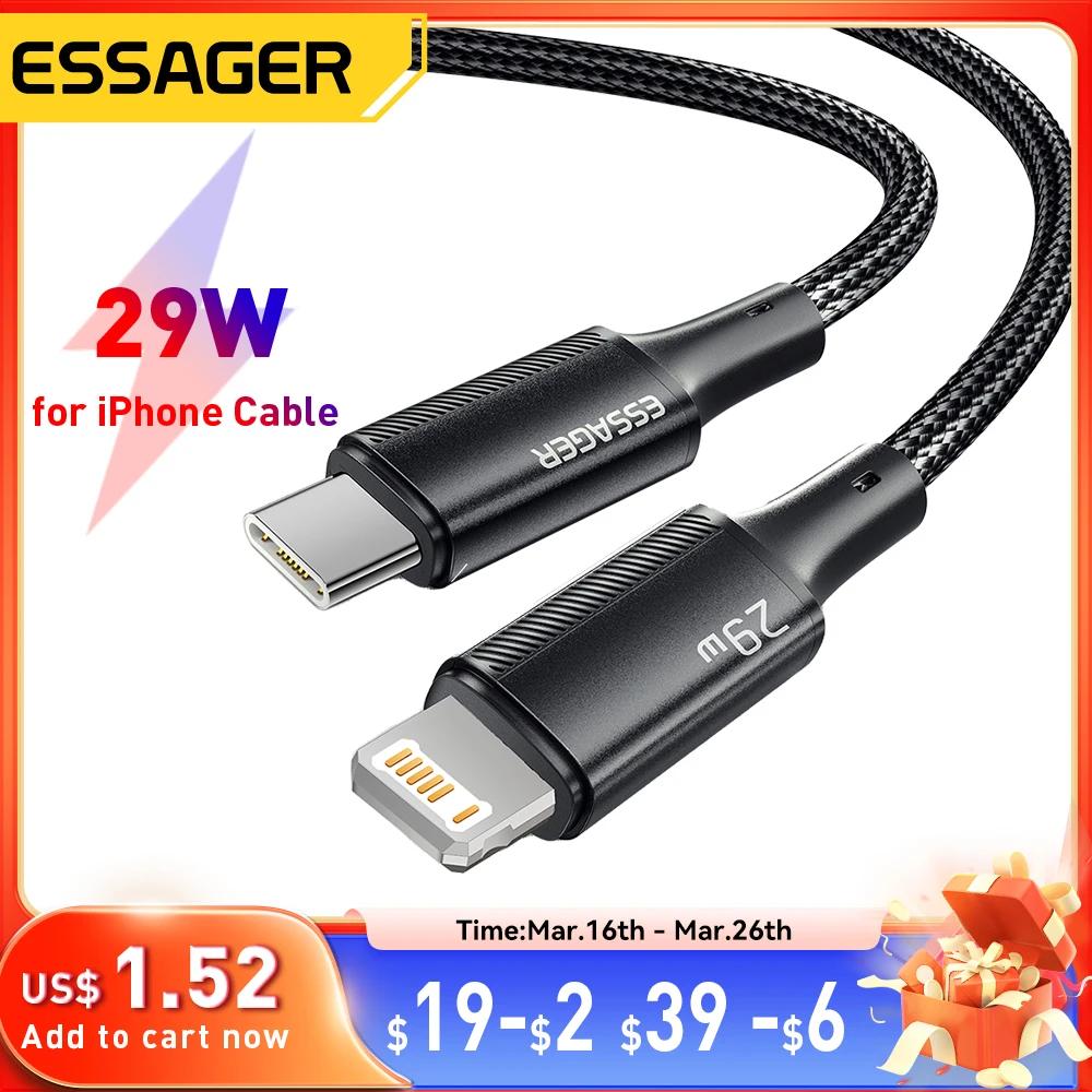 Essager USB C Cable For iPhone 14 13 12 11 Pro Max Xs 8 Plus iPad Macbook Wire 29W PD Fast Charging Type C To Lighting Data Cord
