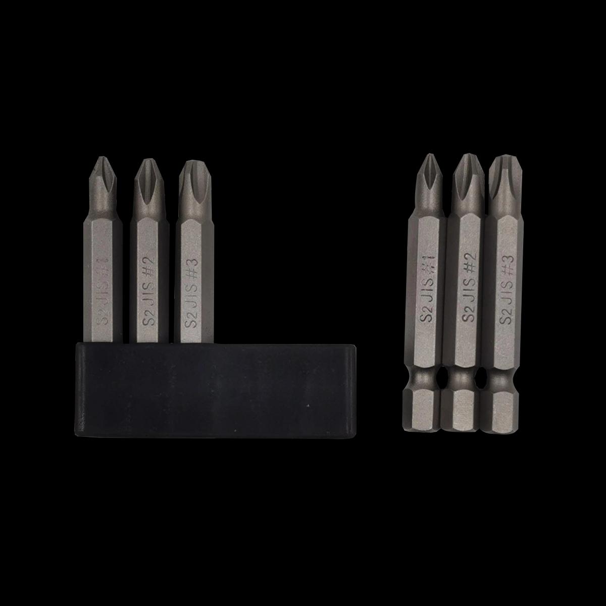 6Pcs 50mm JIS Screwdriver Bit Set with Magnetic Tip,1/4 Hex Shank, S2 Alloy Steel & 6-Hole Storage Strip--For  Honda,Suzuki