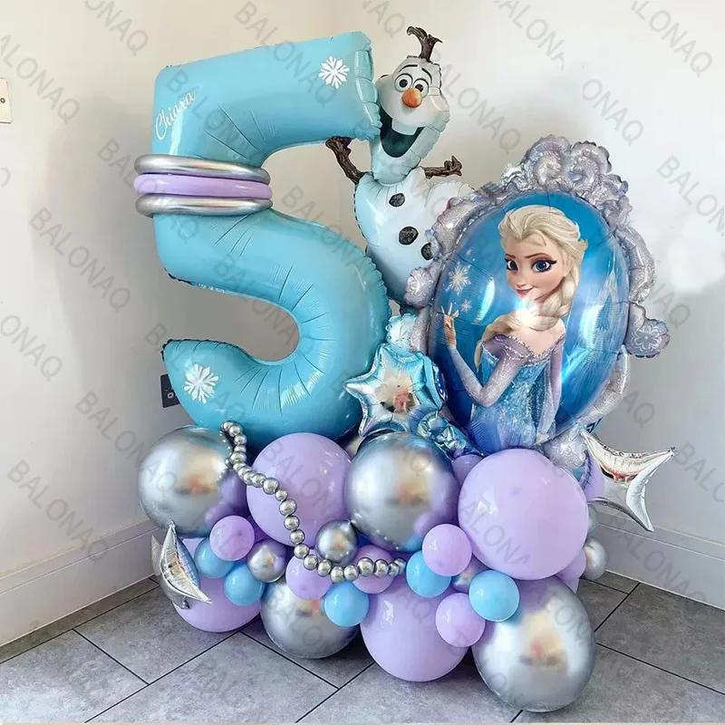 28pcs Frozen Princess Elsa Balloons Foil Globos Girls Birthday Party Baby Shower Decorations Anniversary Supplies