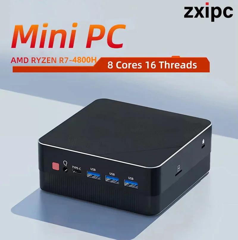 Mini PC Computer Gaming AMD Ryzen7 7530U R5 4500U 5500U Pocket Dual LAN WIFI6 4800H 5800H NUC Office DDR4 NVMe Four Display
