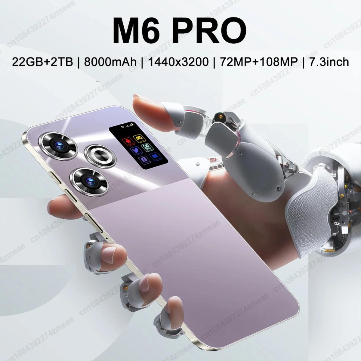 Smartphone  M6 RRO Original 7.3inch Global Version 16G+1TB Snapdragon 8 gen3 Android14 72+108MP 4G/5G Cellphone Mobile Phone NFC