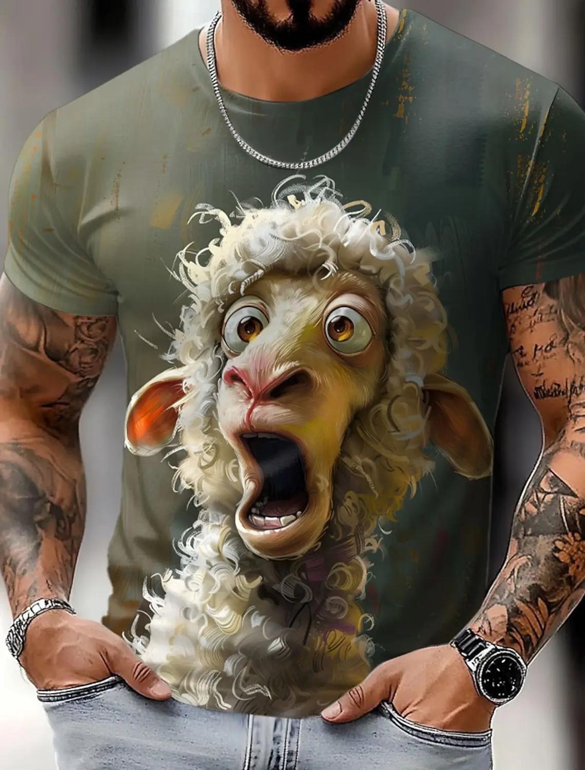 Men's Animal Funny T Shirt Short Sleeve T shirt 3D Print O-Neck Shirt Exaggerated Designer Party Summer Casual Clothing Apparel