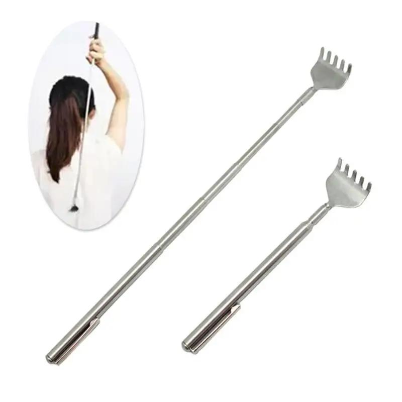 1pcs Steel Telescopic Back Scratcher Telescopic Pen Clip Portable Back Scratcher Itch Massage Tool