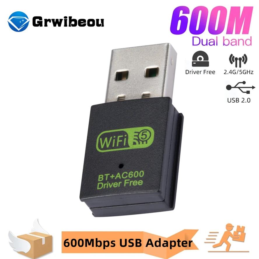 600Mbps USB WiFi Bluetooth Adapter Dual Band 2.4/5.8Ghz Wireless External Receiver Mini 150Mbps WiFi Dongle for Laptop/Desktop